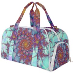 Fractals Abstract Art Cyan Spiral Vortex Pattern Burner Gym Duffel Bag by Ravend