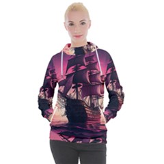 Ship Pirate Adventure Landscape Ocean Sun Heaven Women s Hooded Pullover by danenraven
