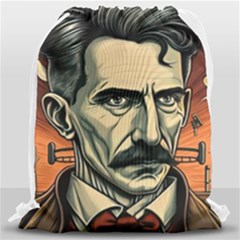 Ai Generated Nikola Tesla Tesla Nikolas Electricity Drawstring Bag (large) by danenraven