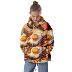 Ai Generated Breakfast Egg Beans Toast Plate Kids  Oversized Hoodie by danenraven