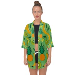 Fruit Tropical Pattern Design Art Pattern Open Front Chiffon Kimono by Ravend