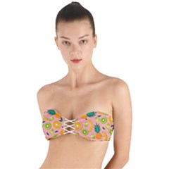 Fruits Tropical Pattern Design Art Twist Bandeau Bikini Top by Ravend