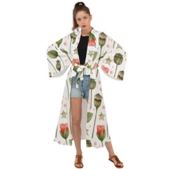 Poppies Red Poppies Red Flowers Maxi Kimono by Ravend