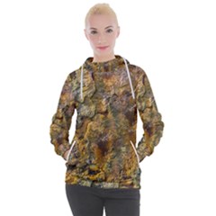 Rusty Orange Abstract Surface Women s Hooded Pullover by dflcprintsclothing