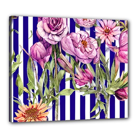 Classy And Chic Watercolor Flowers Canvas 24  X 20  (stretched) by GardenOfOphir