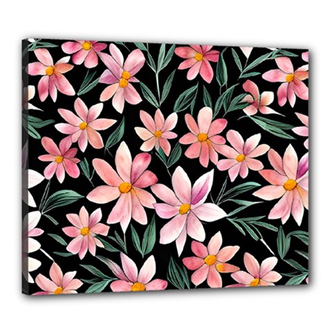 Classy Botanicals – Watercolor Flowers Botanical Canvas 24  X 20  (stretched) by GardenOfOphir