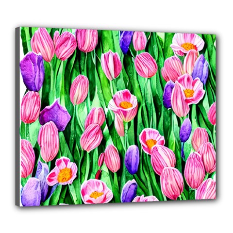 Combined Watercolor Flowers Canvas 24  X 20  (stretched) by GardenOfOphir