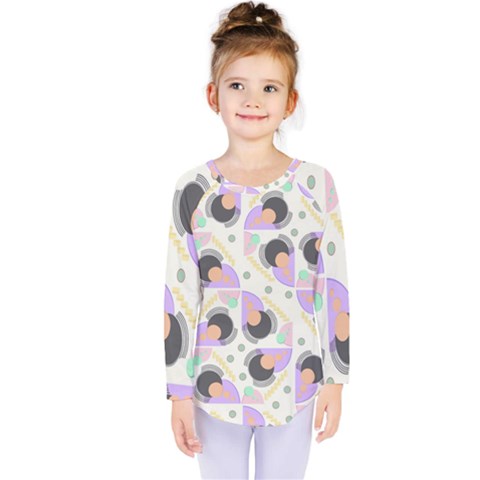 Pattern Pastel Drawing Art Kids  Long Sleeve Tee by Ravend