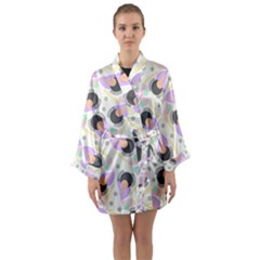 Pattern Pastel Drawing Art Long Sleeve Satin Kimono by Ravend