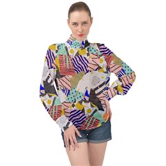 Digital Paper Scrapbooking Abstract High Neck Long Sleeve Chiffon Top by Ravend