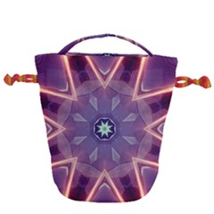 Abstract Glow Kaleidoscopic Light Drawstring Bucket Bag by Ravend
