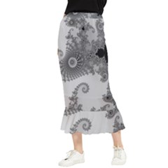 Apple Males Almond Bread Abstract Maxi Fishtail Chiffon Skirt by Ravend