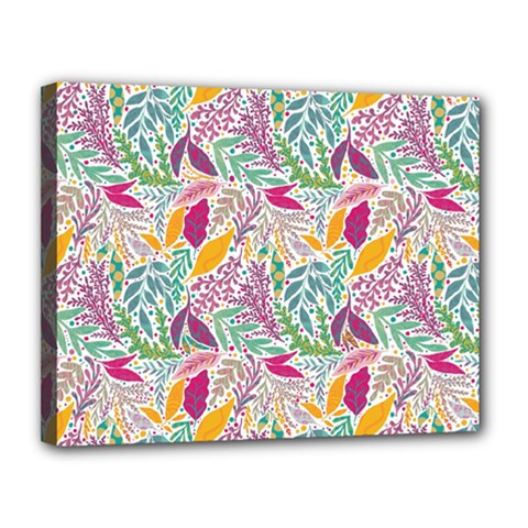 Leaves Colorful Leaves Seamless Design Leaf Canvas 14  X 11  (stretched) by Ravend