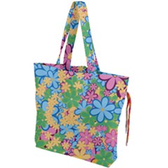 Flower Spring Background Blossom Bloom Nature Drawstring Tote Bag by Ravend