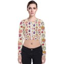 Happy Birthday Cupcake Pattern Lollipop Flat Design Long Sleeve Zip Up Bomber Jacket View1