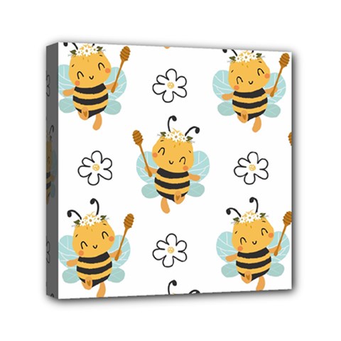 Art Bee Pattern Design Wallpaper Background Mini Canvas 6  X 6  (stretched) by Ravend