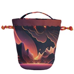 Fire Flame Burn Hot Heat Light Burning Orange Drawstring Bucket Bag by Ravend