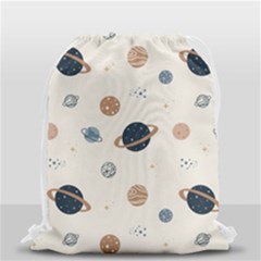 Space Planets Art Pattern Design Wallpaper Drawstring Bag (small) by Ravend