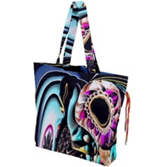 Garden Flower Nature Digital Art Abstract Drawstring Tote Bag by Ravend