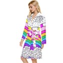 Rainbow Fun Cute Minimal Doodle Drawing Art Long Sleeve Velvet Robe View2