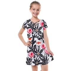 Beautiful Elegant Botanical Flowers Kids  Cross Web Dress by GardenOfOphir