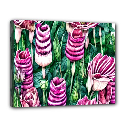 Attractive Watercolor Flowers Canvas 14  X 11  (stretched) by GardenOfOphir