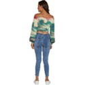 Storm Tsunami Waves Ocean Sea Nautical Nature Painting Long Sleeve Crinkled Weave Crop Top View4