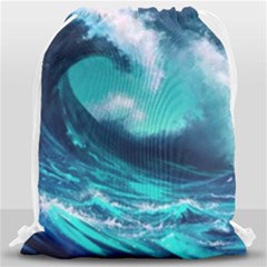 Tsunami Tidal Wave Ocean Waves Sea Nature Water Drawstring Bag (large) by Ravend