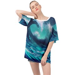 Tsunami Tidal Wave Ocean Waves Sea Nature Water Oversized Chiffon Top by Ravend
