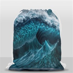 Tsunami Waves Ocean Sea Water Rough Seas 6 Drawstring Bag (small) by Ravend