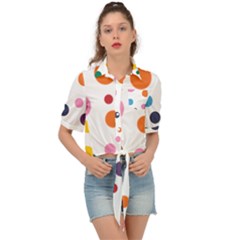 Polka Dot Tie Front Shirt  by 8989