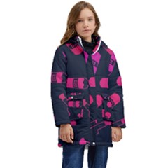 Wine Wine Bottles Background Graphic Kid s Hooded Longline Puffer Jacket by Ravend
