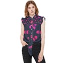 Wine Wine Bottles Background Graphic Frill Detail Shirt View1
