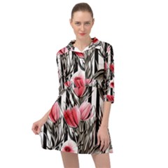 Chic Watercolor Flowers Mini Skater Shirt Dress by GardenOfOphir