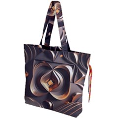 Ai Generated Swirls Space Design Fractal Light 3d Pattern Drawstring Tote Bag by Ravend