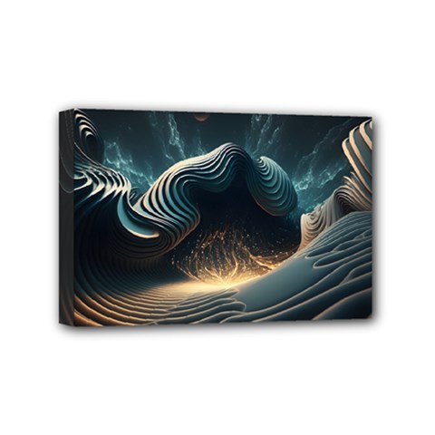 Ai Generated Swirl Space Design Fractal Light Mini Canvas 6  X 4  (stretched) by Ravend