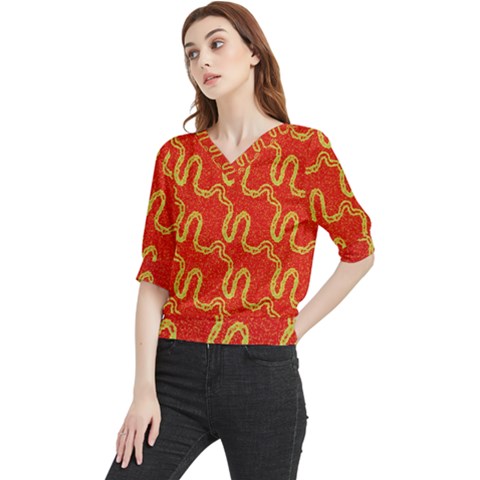 Background Ornamental Pattern Abstract Seamless Quarter Sleeve Blouse by Ravend