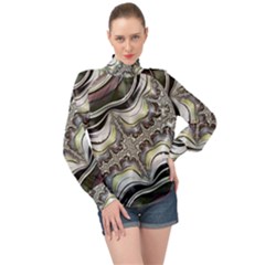 Fractal Background Pattern Texture Abstract Design Art High Neck Long Sleeve Chiffon Top by Ravend