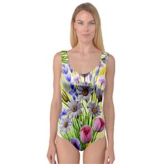 Expressive Watercolor Flowers Botanical Foliage Princess Tank Leotard  by GardenOfOphir