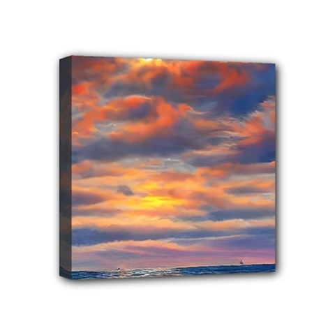Serene Sunset Over Beach Mini Canvas 4  X 4  (stretched) by GardenOfOphir