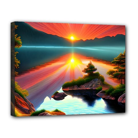 Gorgeous Sunset Canvas 14  X 11  (stretched) by GardenOfOphir