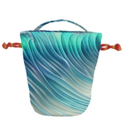 Pastel Ocean Waves Drawstring Bucket Bag by GardenOfOphir