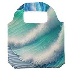 Beautiful Abstract Pastel Ocean Waves Premium Foldable Grocery Recycle Bag by GardenOfOphir