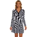 Pattern Geometric Lines Shapes Design Art Long Sleeve Deep V Mini Dress  View1