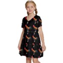 Background Pattern Chicken Fowl Cockerel Livestock Kids  Short Sleeve Tiered Mini Dress View2
