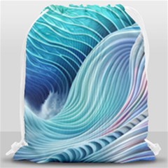 Ocean Waves Pastel Drawstring Bag (large) by GardenOfOphir