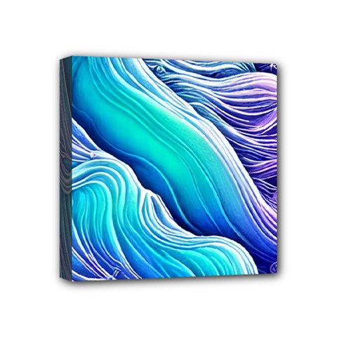 Ocean Waves In Pastel Tones Mini Canvas 4  X 4  (stretched) by GardenOfOphir