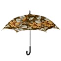 White And Yellow Floral Lilies Background Surface Hook Handle Umbrellas (Large) View3