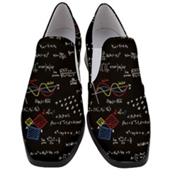 Black Background With Text Overlay Mathematics Formula Board Women Slip On Heel Loafers by Jancukart