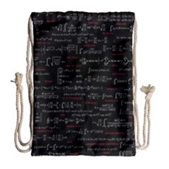 Black Background With Text Overlay Digital Art Mathematics Drawstring Bag (large) by Jancukart